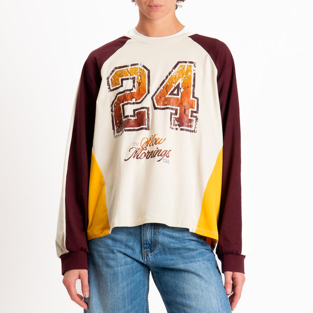 Haveone-Felpa light "24" - bordeaux/burro/giallo