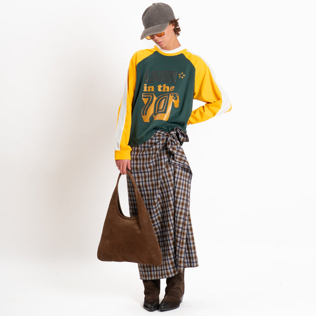Haveone-Felpa light "LIVIN IN THE 70'S" - verde/giallo/panna