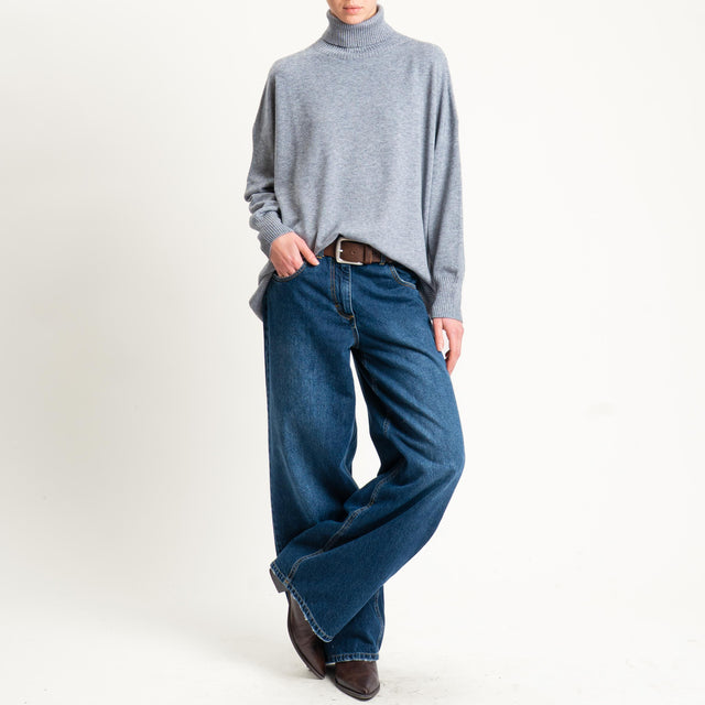 Haveone-Maglia scatola collo alto - grigio