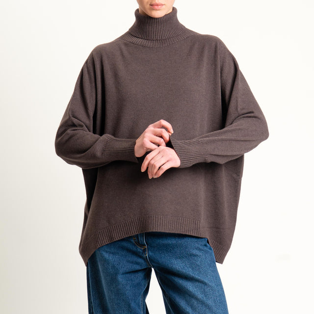 Haveone-Maglia scatola collo alto - moro