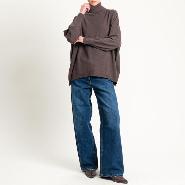 Haveone-Maglia scatola collo alto - moro