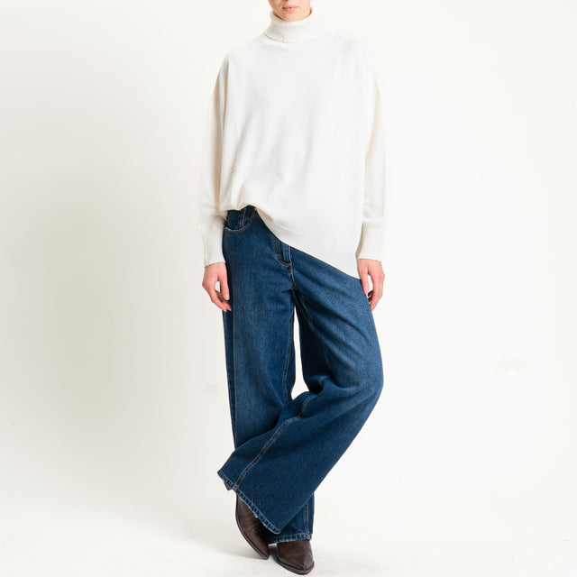 Haveone-Maglia collo alto a scatola oversize - burro