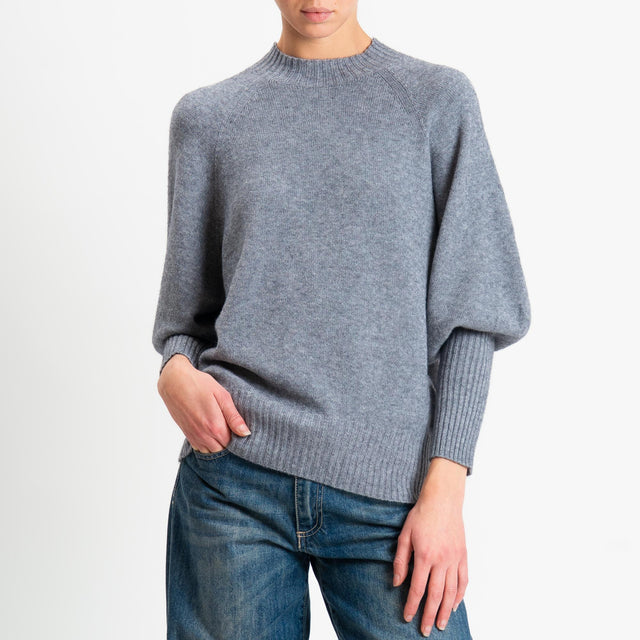 Haveone-Maglia collo montato bordi a coste - grigio