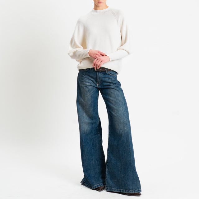 Haveone-Maglia collo montato bordi a coste - burro