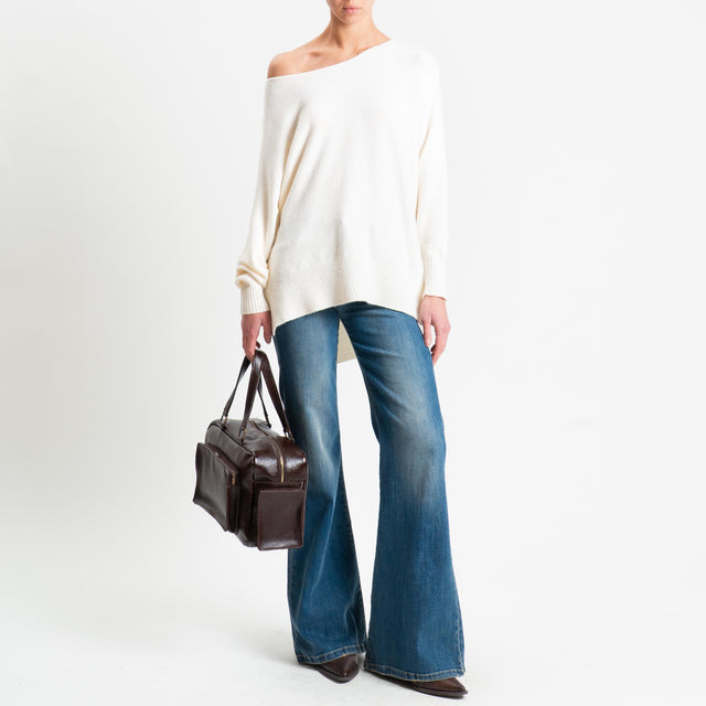 Suéter Haveone con borde acanalado y aberturas laterales - Mantequilla