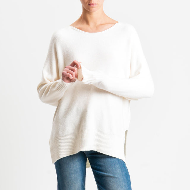 Suéter Haveone con borde acanalado y aberturas laterales - Mantequilla