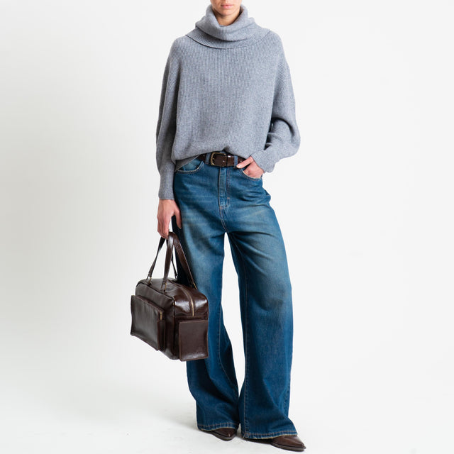 Suéter de cuello vuelto acanalado Haveone - Gris