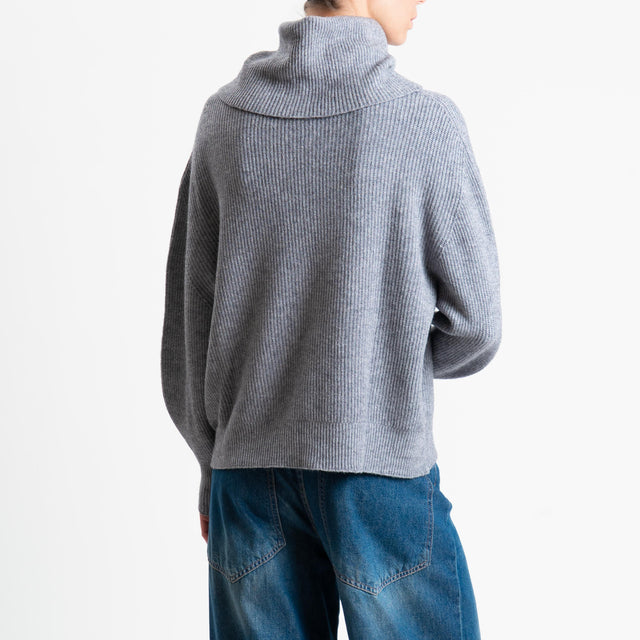 Suéter de cuello vuelto acanalado Haveone - Gris