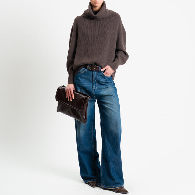 Suéter de cuello vuelto acanalado Haveone - Marrón oscuro