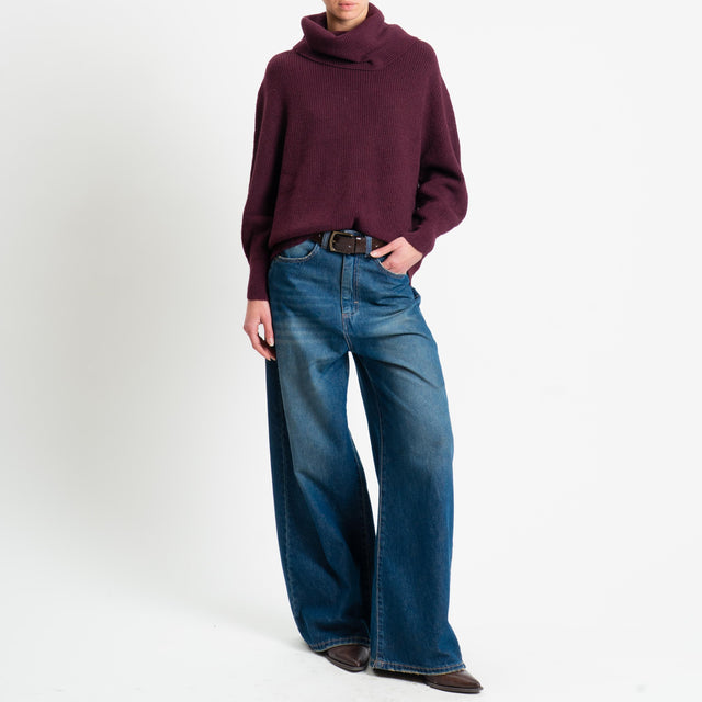 Suéter de cuello vuelto acanalado Haveone - Vino