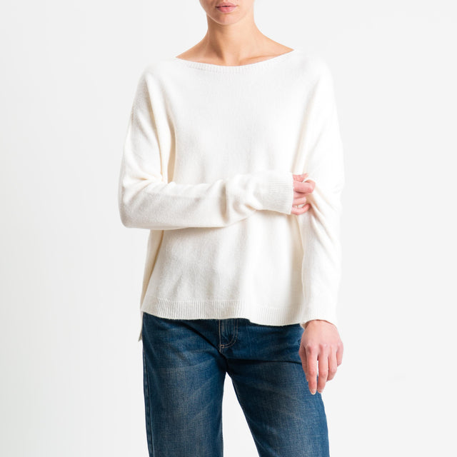 Suéter de cuello redondo acanalado Haveone - Mantequilla