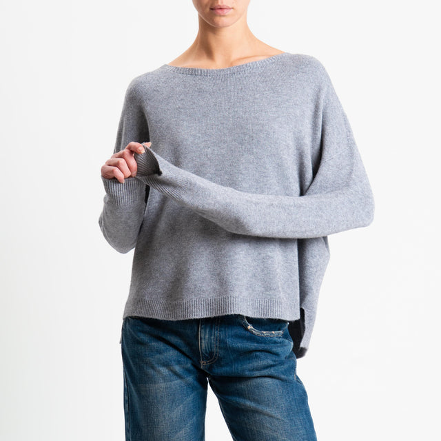 Suéter de cuello redondo acanalado Haveone - Gris