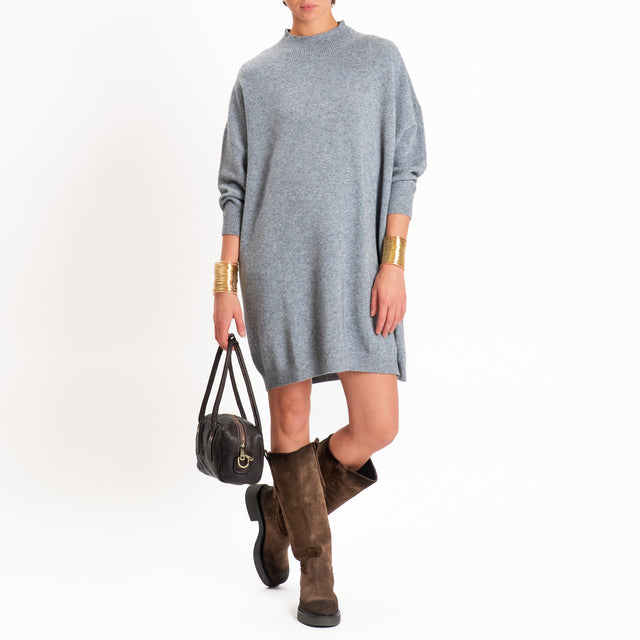 Haveone-Abito in maglia collo montato - grigio