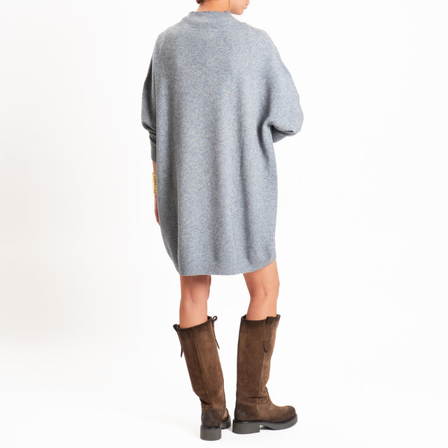Haveone-Abito in maglia collo montato - grigio