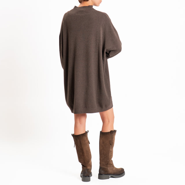 Haveone-Abito in maglia collo montato - cacao