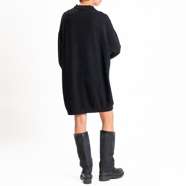 Haveone-Abito in maglia collo montato - nero