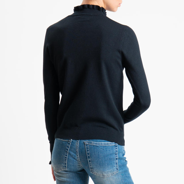 Haveone-Maglia bordi rouches - nero
