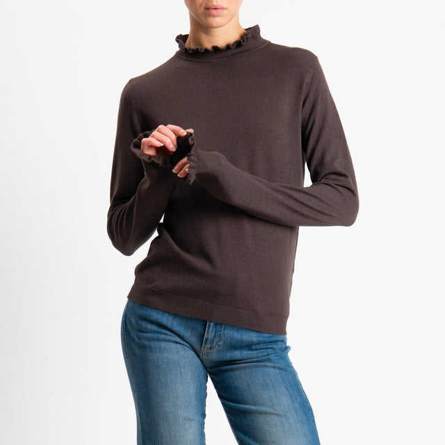 Haveone-Maglia bordi rouches - moro