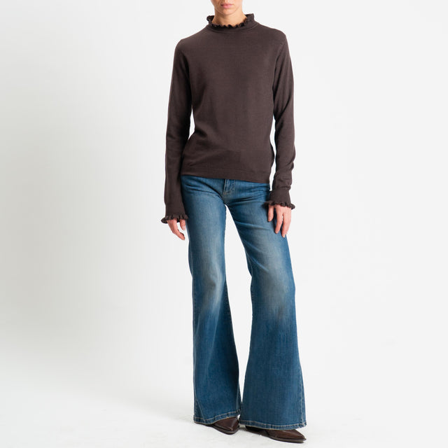 Haveone-Maglia bordi rouches - moro