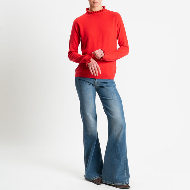 Haveone-Maglia bordi rouches - rosso