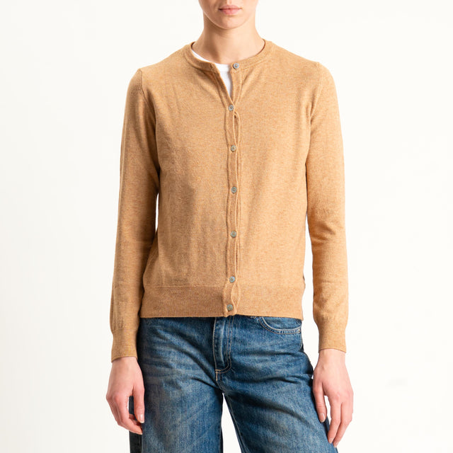 Haveone-Cardigan con bottoni in madreperla - cammello