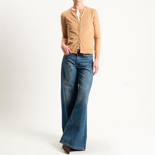 Haveone-Cardigan con bottoni in madreperla - cammello