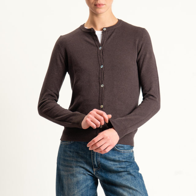 Haveone-Cardigan con bottoni in madreperla - moro
