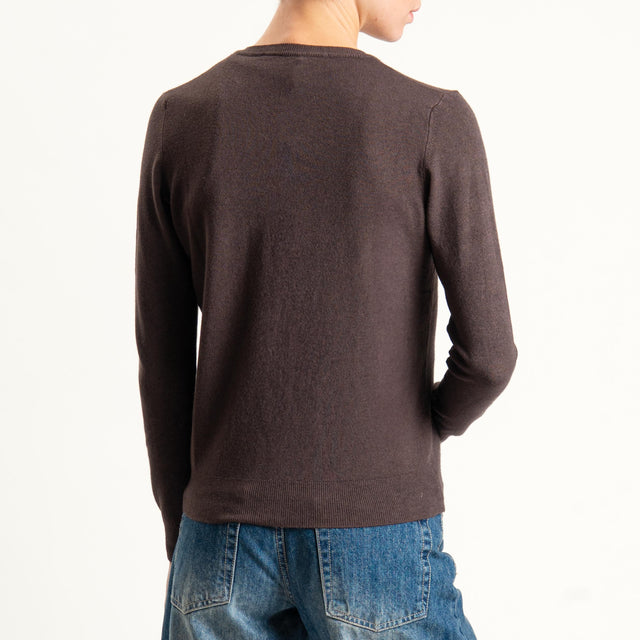 Haveone-Cardigan con bottoni in madreperla - moro