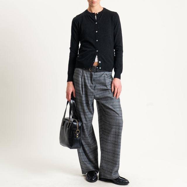 Haveone-Cardigan con bottoni in madreperla - nero