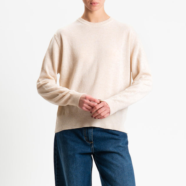 Haveone-Maglia girocollo misto lana - beige