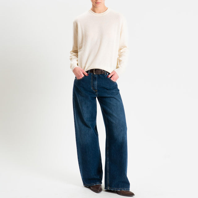 Haveone-Maglia girocollo misto lana - ecru'