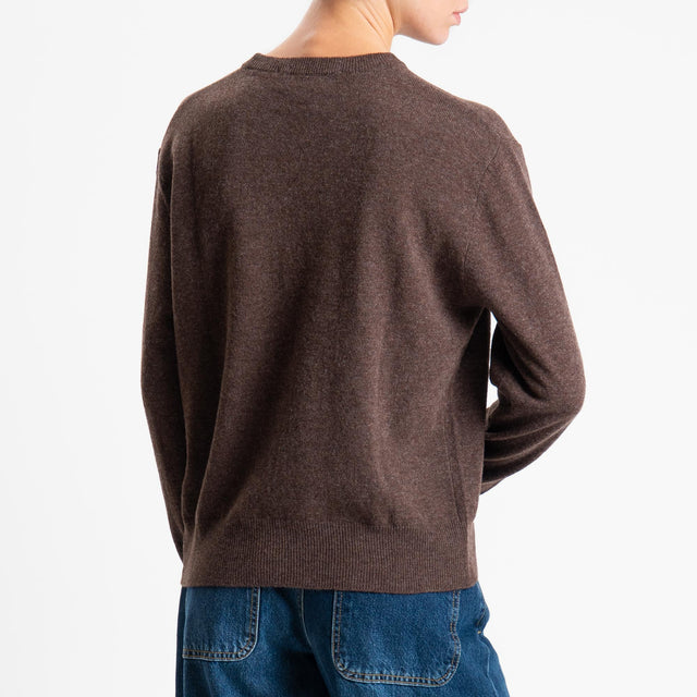 Haveone-Maglia girocollo misto lana - moro melange