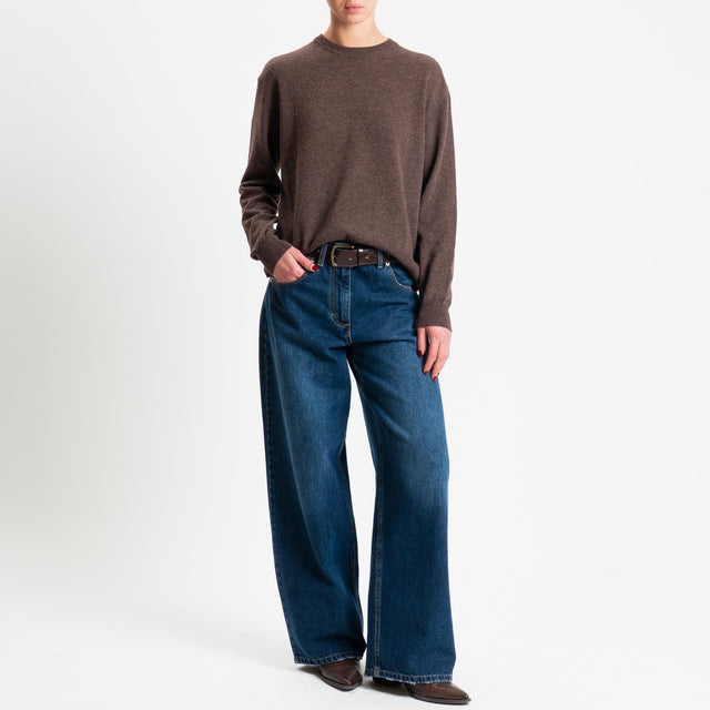 Haveone-Maglia girocollo misto lana - moro melange