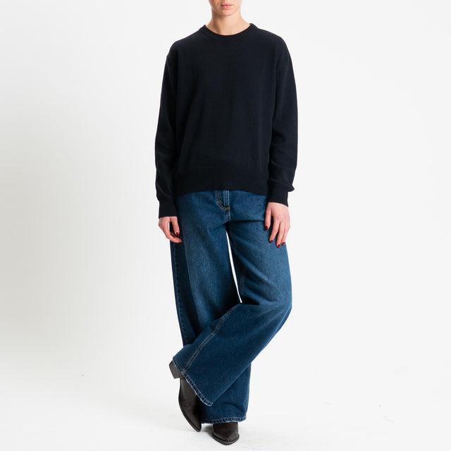 Haveone-Maglia girocollo misto lana - nero