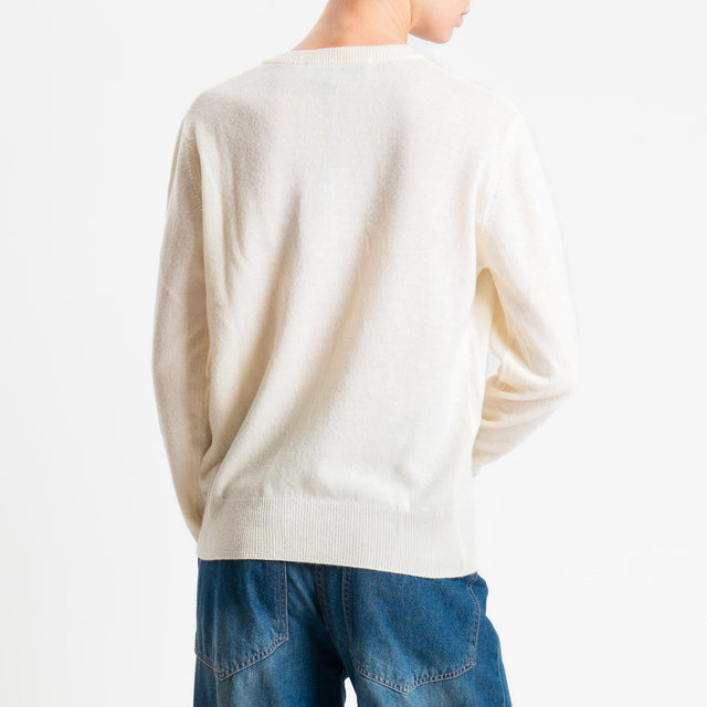 Haveone-Cardigan rebecchina misto lana - ecru'