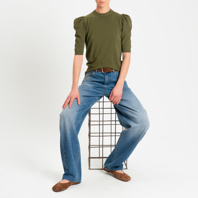 Haveone-Maglia girocollo manica sbuffo - militare