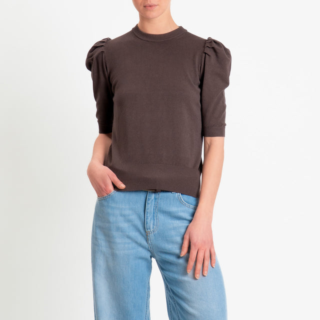 Haveone-Maglia manica sbuffo - moro