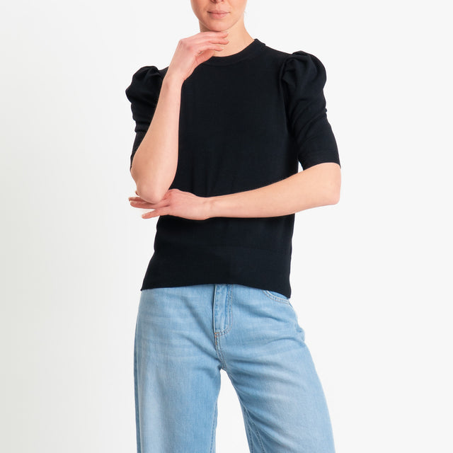 Haveone-Maglia manica sbuffo - nero