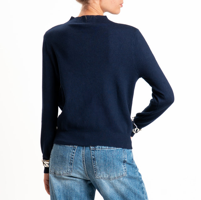 Haveone-Maglia serafino a costine - blu