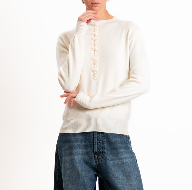 Haveone-Maglia serafino a costine - burro