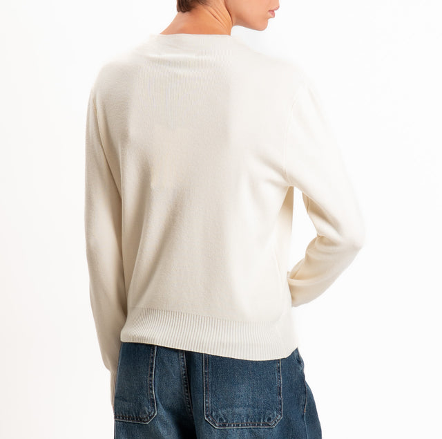 Haveone-Maglia serafino a costine - burro