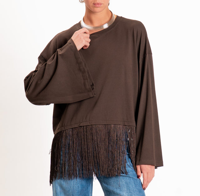Haveone-T-shirt con frange - moro