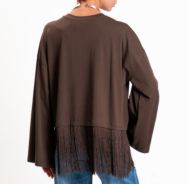 Haveone-T-shirt con frange - moro