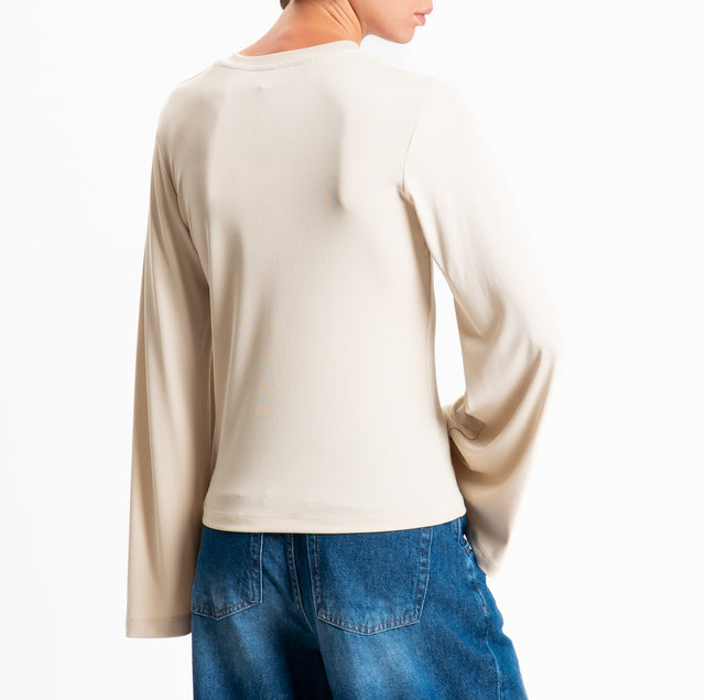 Haveone-T-shirt serafino jersey manica ampia - cacha