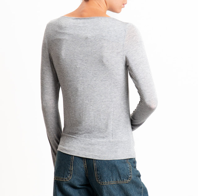 Haveone-T-shirt modal scollo barca - grigio