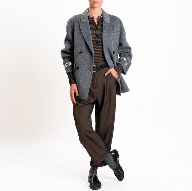 Haveone-T-shirt serafino a righe misto cashmere - moro/nero