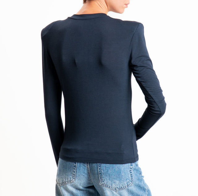Haveone-T-shirt tessuto MODAL/LANA con spalline - blu