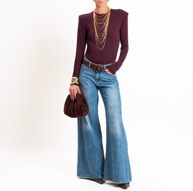 Haveone-T-shirt tessuto MODAL/LANA con spalline - vino