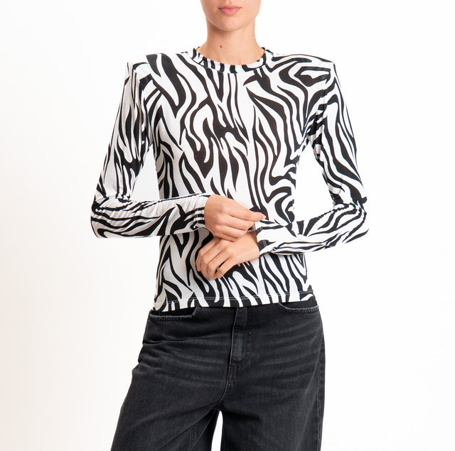 Haveone-T-shirt con spalline LANA/MODAL - zebrato panna/nero