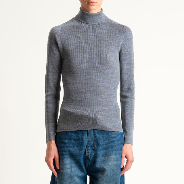 Haveone-Maglia collo alto a costine - grigio
